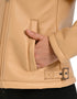 Chamarra Nine West Dama Estilo Biker Latte