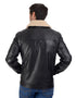 Chamarra de piel Perry Ellis para Caballero en color negro con Cuello de Borrego.