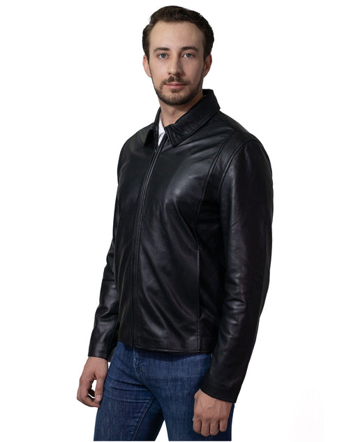 Chamarra Versátil Perry Ellis para Caballero en Piel color Negro.