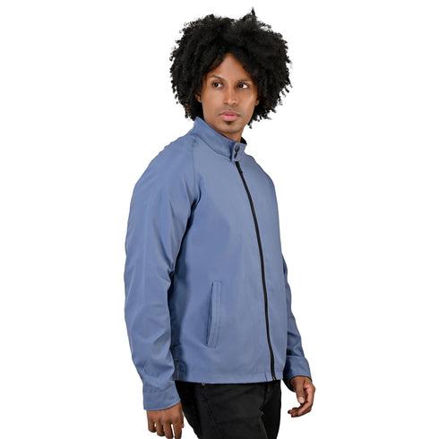 Chamarra Perry Ellis Casual con Cuello Mao en Azul Claro para Caballero.