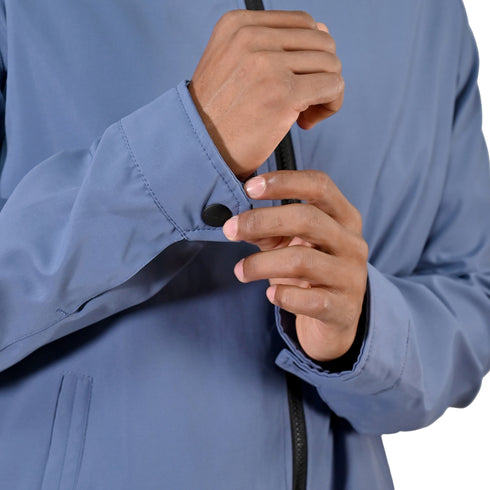 Chamarra Perry Ellis Casual con Cuello Mao en Azul Claro para Caballero.