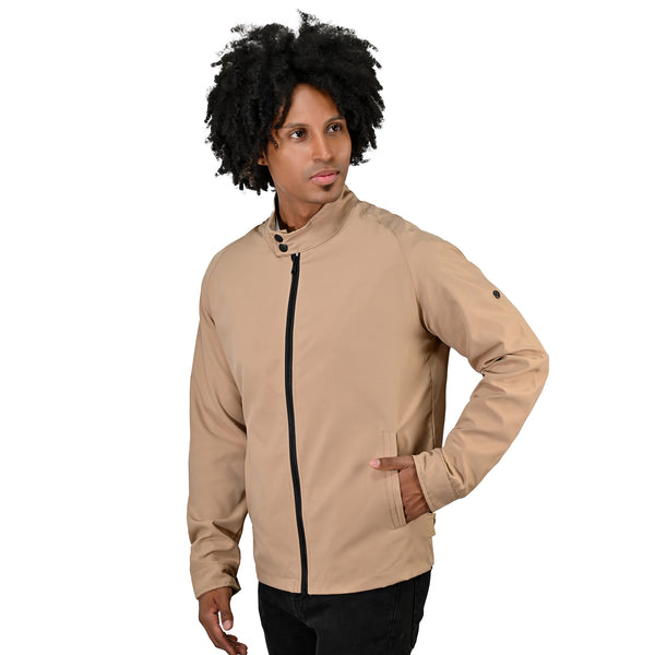 Chamarra Perry Ellis Casual con Cuello Mao en color Kakhi para Caballero.