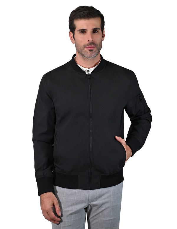 Chamarra Perry Ellis de imitación piel para hombre negra