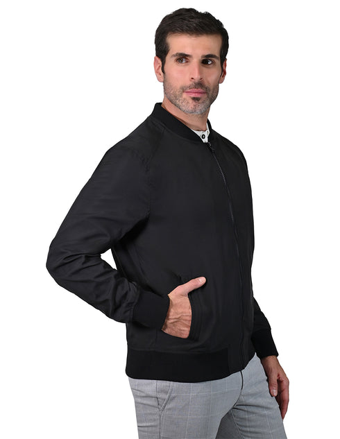 Chamarra Perry Ellis de imitación piel para hombre negra