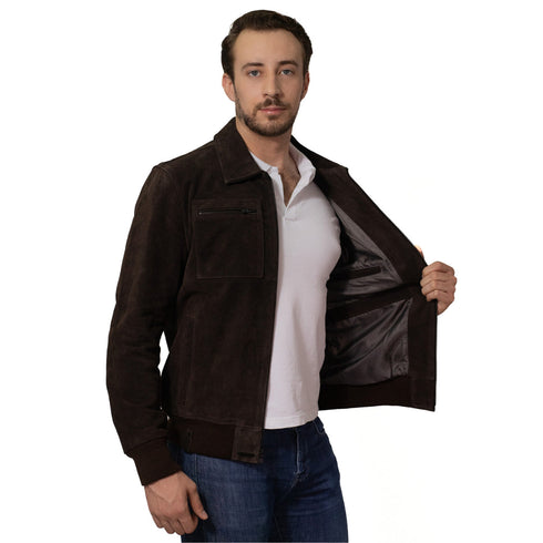 Chamarra de piel Perry Ellis para hombre negra