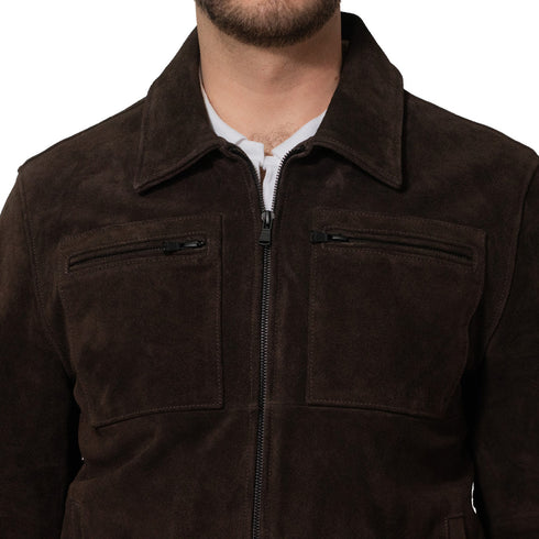 Chamarra de piel Perry Ellis para hombre negra