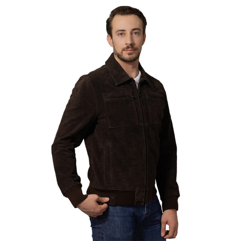Chamarra de piel Perry Ellis para hombre negra