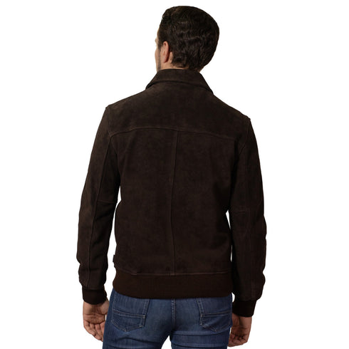Chamarra de piel Perry Ellis para hombre negra