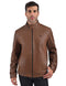 Chamarra de piel Perry Ellis para hombre café cuero