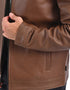 Chamarra de piel Perry Ellis para hombre café cuero