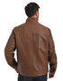 Chamarra de piel Perry Ellis para hombre café cuero