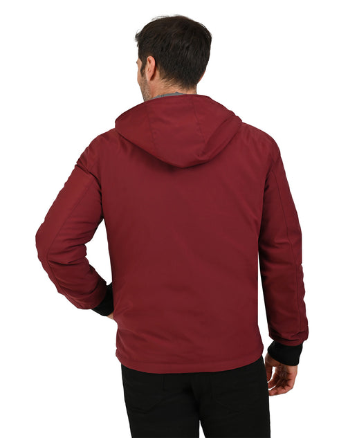 Chamarra PORTFOLIO para caballero doble vista en tono vino.