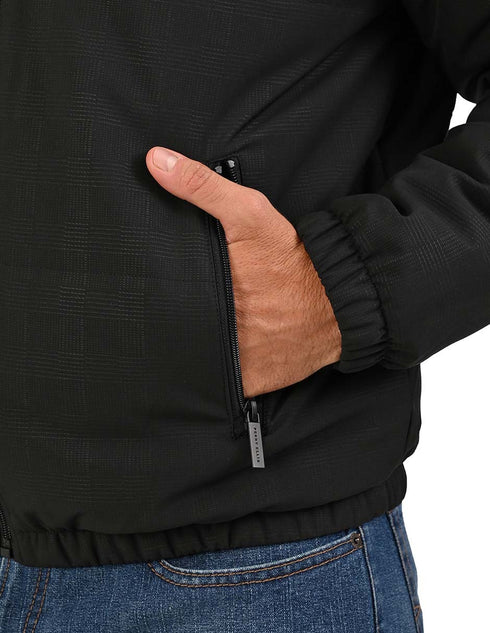 Chamarra Negra PORTFOLIO Hombre Casual Acolchada con Cierre.