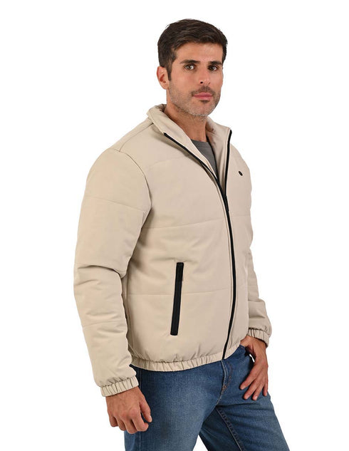 Chamarra Taupe PORTFOLIO Hombre Casual Acolchada con Cierre.