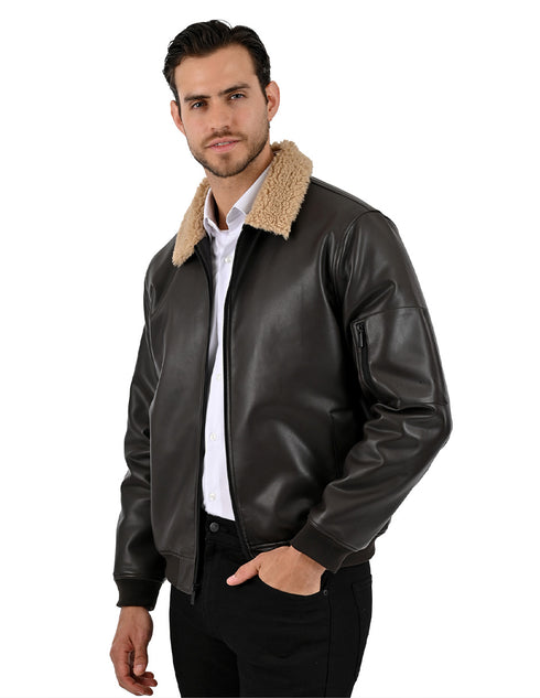 Chamarra Perry Ellis Portfolio Tipo Aviador Café