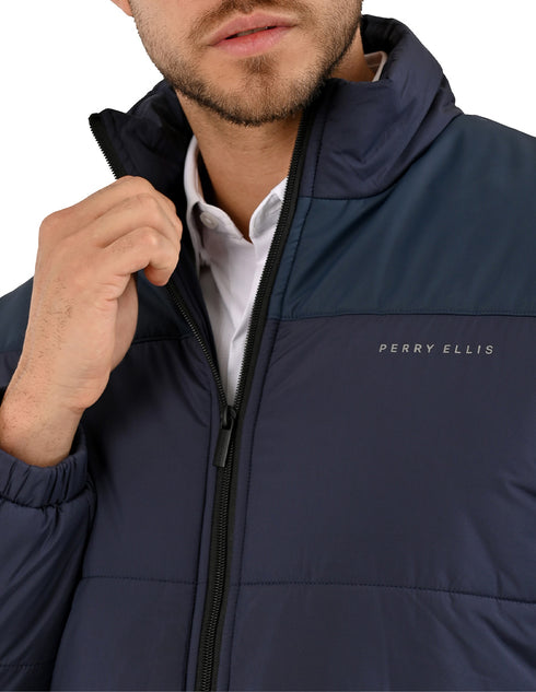 Chamarra Perry Ellis Portfolio Puffer Azul Marino