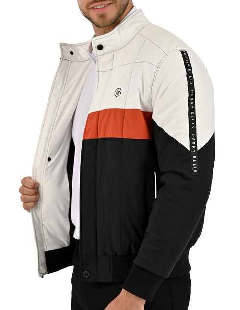 Chamarra Perry Ellis Portfolio Acolchada Negro/Naranja