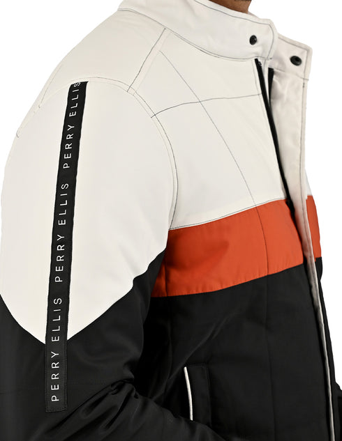 Chamarra Perry Ellis Portfolio Acolchada Negro/Naranja
