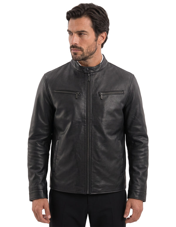Chamarra Perry Ellis Portfolio Tipo Racer Negro