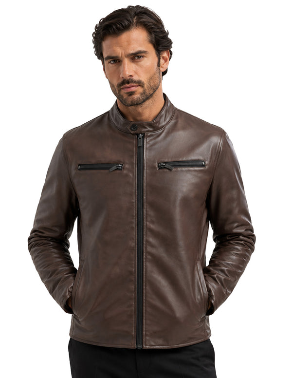 Chamarra Perry Ellis Portfolio Tipo Racer Café