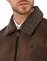 Chamarra Perry Ellis Portfolio Cuello Borrega Café Oscuro