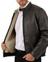 Chamarra Perry Ellis Portfolio Cuello Mao Café Oscuro