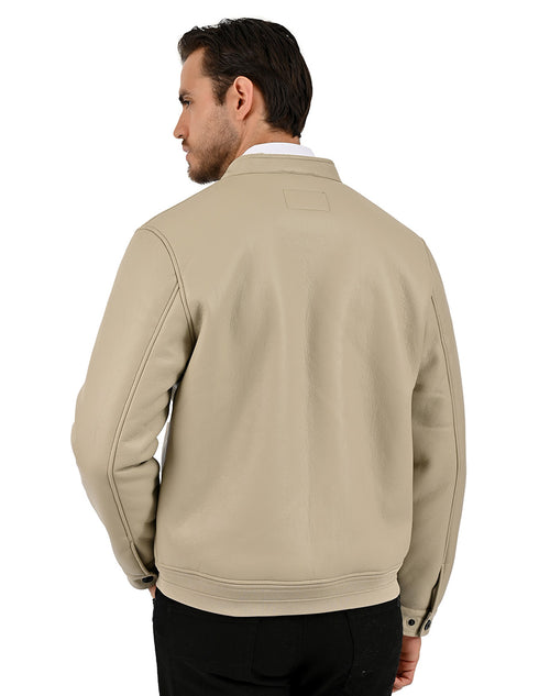 Chamarra Perry Ellis Portfolio Cuello Mao Taupe