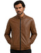 Chamarra Perry Ellis Portfolio Cuello Mao Café Oscuro