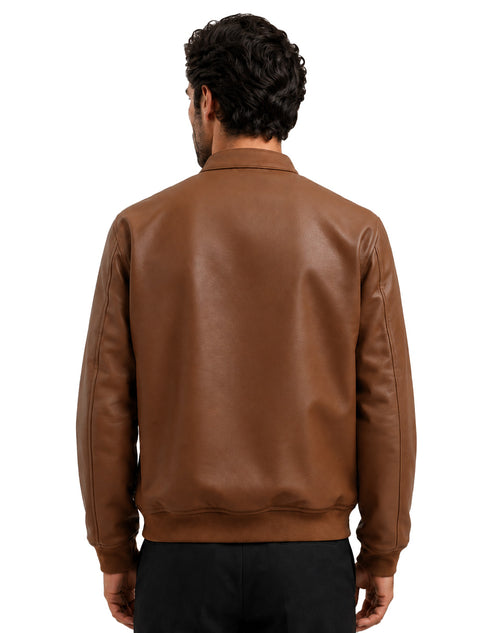 Chamarra Perry Ellis Portfolio Cuello Mao Café Oscuro