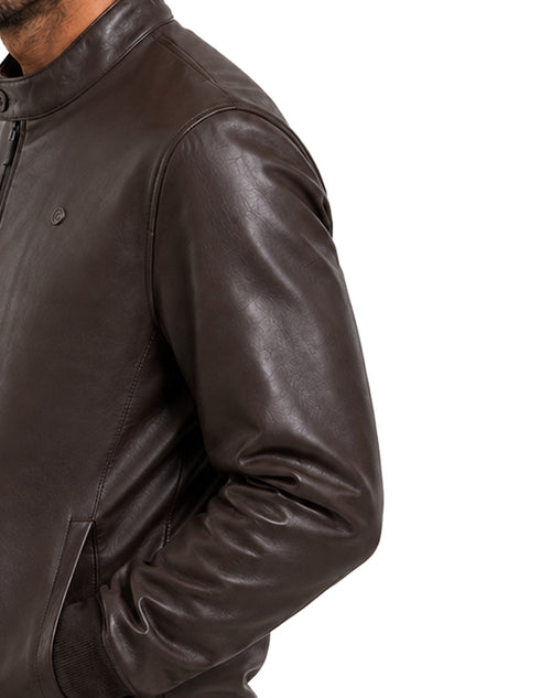 Chamarra Perry Ellis Portfolio Cuello Mao Café