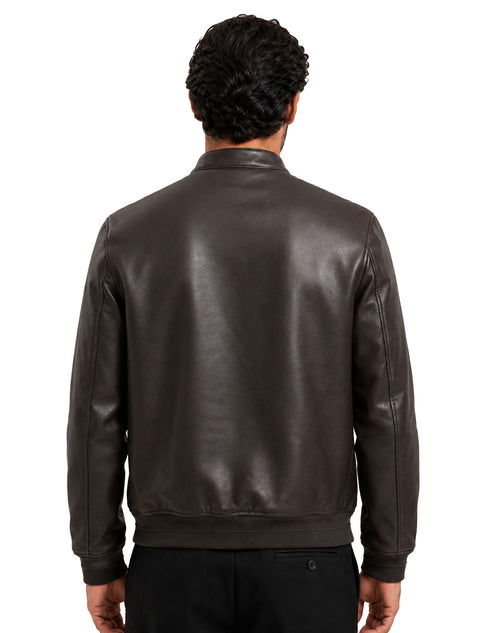 Chamarra Perry Ellis Portfolio Cuello Mao Café