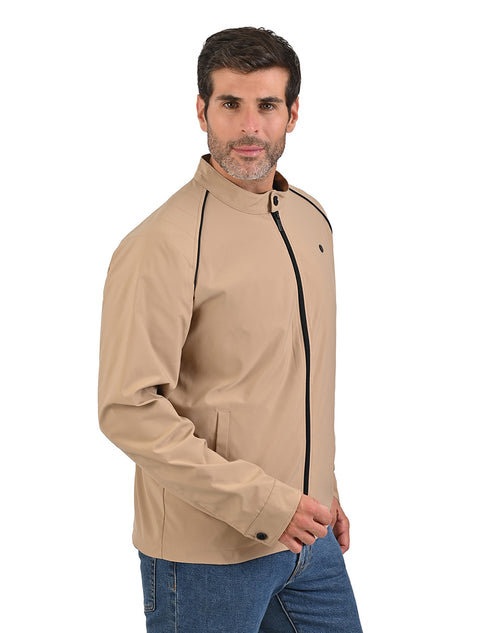 Chamarra Perry Ellis ligera para Caballero con Cuello Mao.