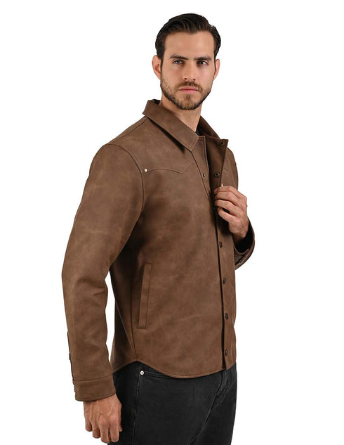 Wrangler Chamarra casual para Hombre en Piel Sintética color Café.