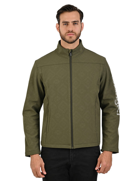 Chamarra WRANGLER para caballero casual color verde olivo.