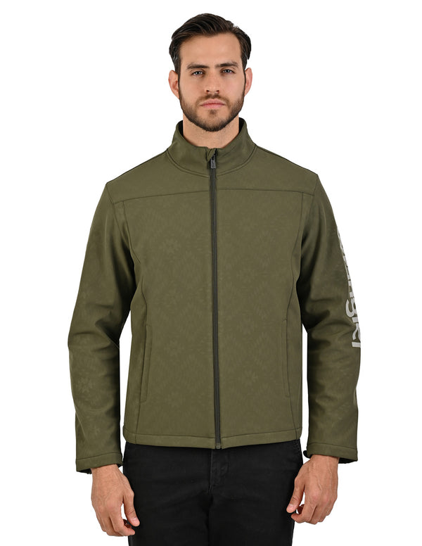 Chamarra WRANGLER para caballero casual color verde olivo.