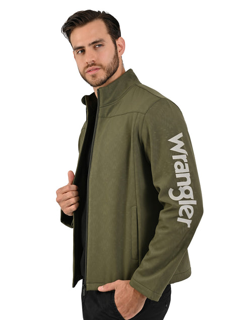 Chamarra WRANGLER para caballero casual color verde olivo.