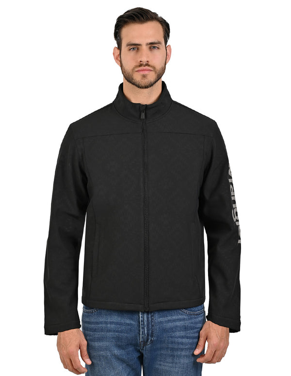 Chamarra WRANGLER para caballero casual en color negro.