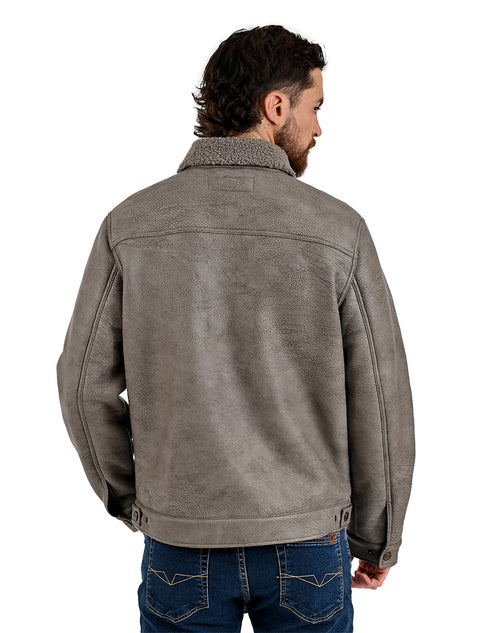 Chamarra Wrangler Hombre Trucker Borrega Gris