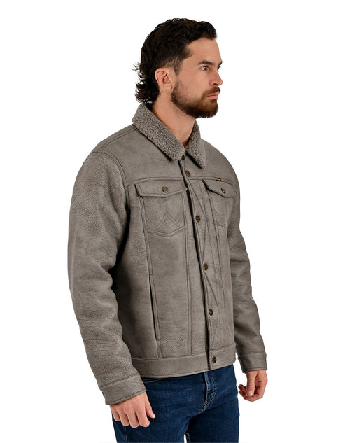 Chamarra Wrangler Hombre Trucker Borrega Gris