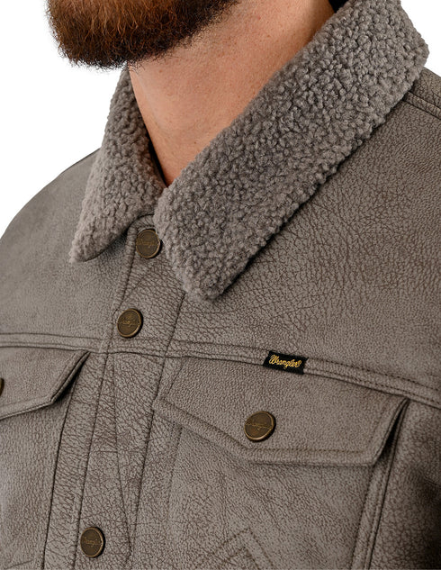 Chamarra Wrangler Hombre Trucker Borrega Gris