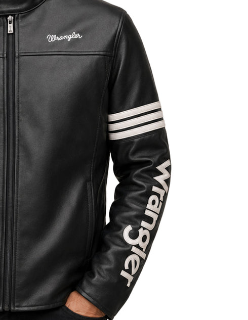 Chamarra Wrangler Hombre Estilo Racer Western Negro