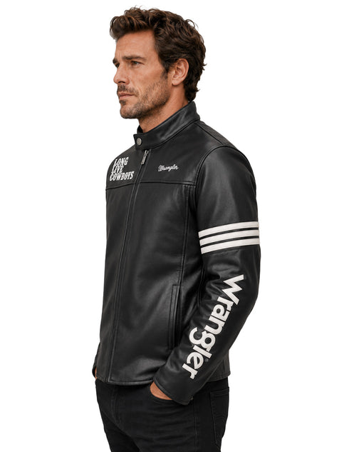 Chamarra Wrangler Hombre Estilo Racer Western Negro
