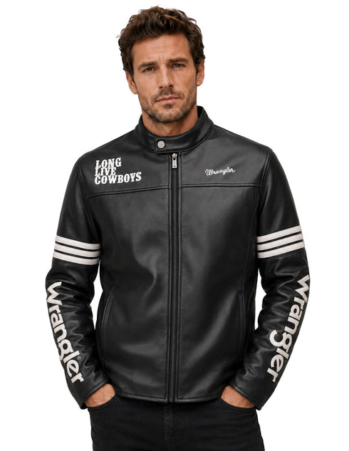 Chamarra Wrangler Hombre Estilo Racer Western Negro