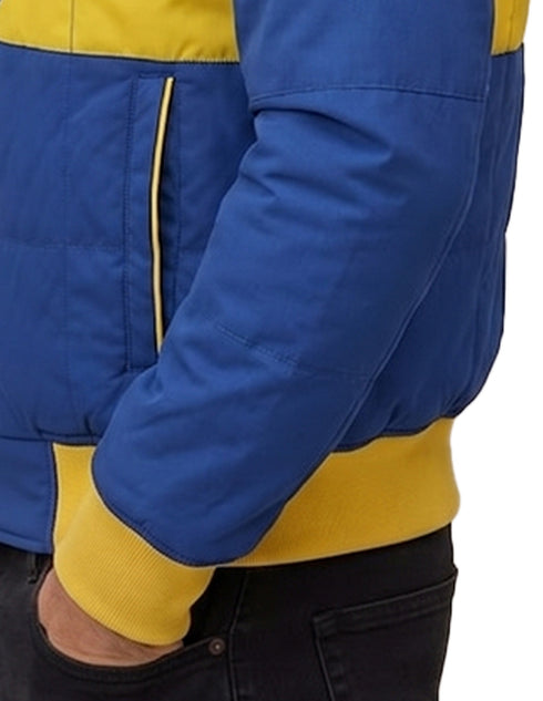 Chamarra Wrangler Hombre Rodeo Acolchada Azul/Amarillo