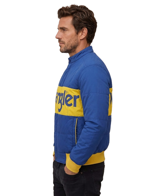 Chamarra Wrangler Hombre Rodeo Acolchada Azul/Amarillo