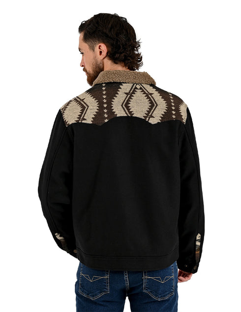 Chamarra Wrangler Hombre Western con Borrega Negro