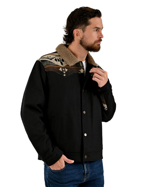 Chamarra Wrangler Hombre Western con Borrega Negro