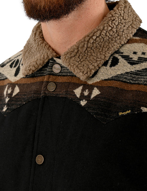 Chamarra Wrangler Hombre Western con Borrega Negro
