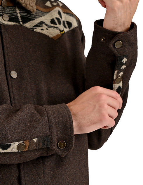 Chamarra Wrangler Hombre Western con Borrega Café