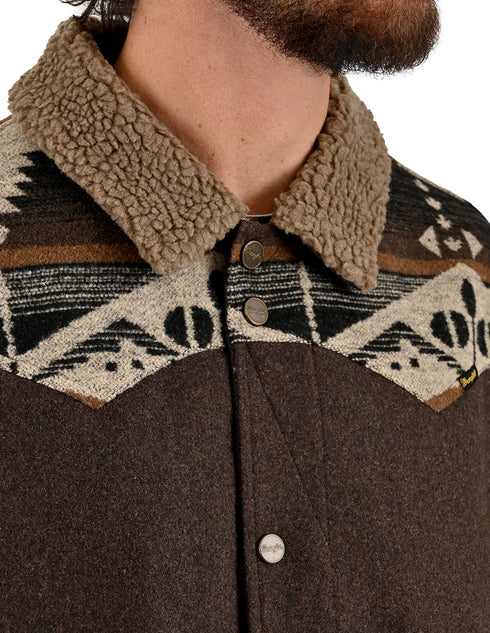 Chamarra Wrangler Hombre Western con Borrega Café